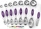 Spring Chef Purple Magnetic Measuring Spoons Set of 8: Dual Sided Metal Teaspoon & Tablespoon for Baking & Cooking