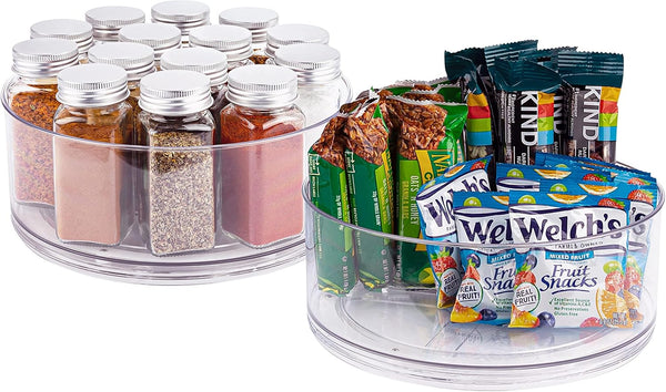 Oizeir Lazy Susan Turntable (2-Pack) - Clear Acrylic, Rotates 360 Degrees, Easily Organize