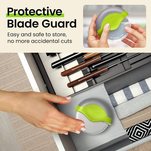 Kitchy Pizza Cutter Wheel with Protective Blade Cover, Ergonomic Slicer, Green