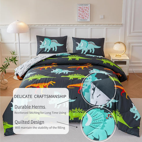 Set Set Set RYNGHIPY Dinosaur Bedding - Twin Size Kids Comforter for Boys & Girls - Soft, Breathable, Cute Dinosaur Bed