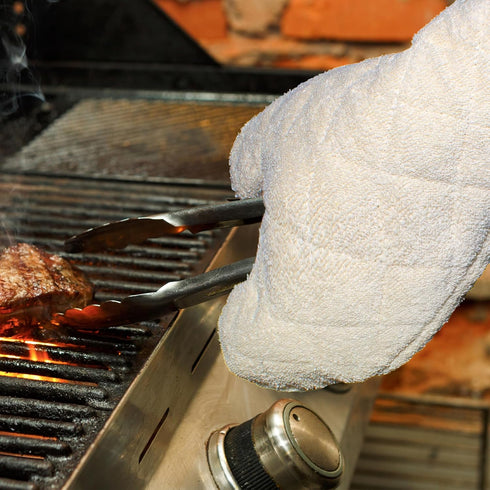 Nouvelle Legende Quilted Cotton Terry Oven Mitts, Heat-Resistant Gloves for Kitchen and Grill, 1 Pair