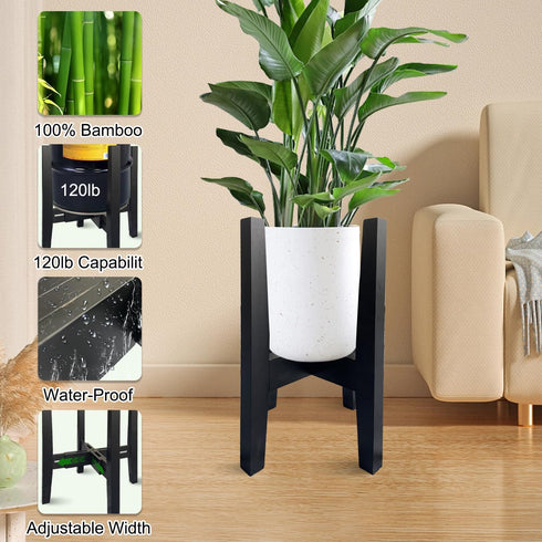 Sholramo 8.2-11.8 8.2-11.8in) Adjustable Plant Stand Indoor Bamboo Mid Century Modern Plants Stand Corner Plants Flower