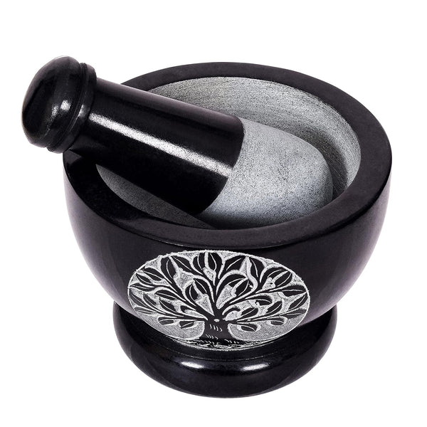 Mortar and Pestle - Heavy Duty Polished Hard Stone Grinder for Spices, Herbs, and Seasoning