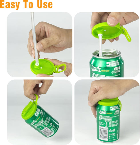 6 pack 6 ORIGINAL CREATOR - DIPESI color Soda Can Lids with Straws, Reusable Silicone Straws Soda Can Covers