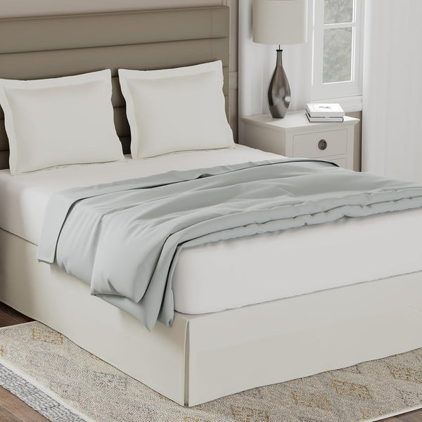 Lux Hotel Tailored Bed Skirt, Classic 14" Drop Length Pleated Styling, Full, Ivory