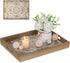Decorative Serving Tray with Handles - Hanobe Floral Wooden Coffee Table Trays