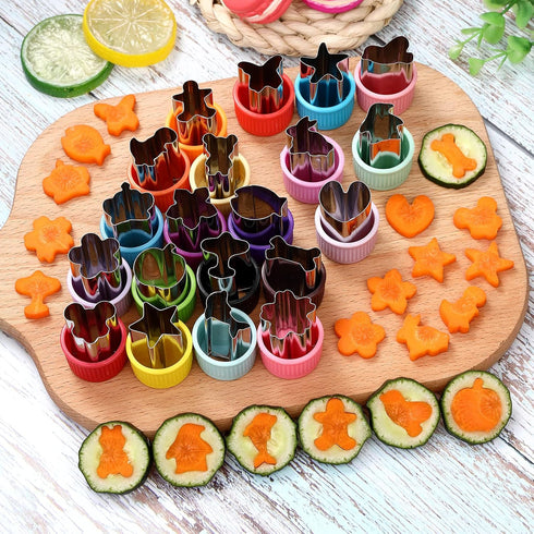 Vegetable Cutter Shape Set - Mini Cookie Cutters for Decorating Food, Children's Baking Accessories (20PCS+20Fork)