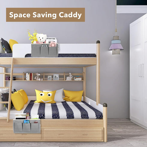Kanrichu Bedside Caddy Hanging Storage Bag, Organizer Baskets with Pockets for Bunk Bed Accessories, Loft & Dorm Rooms