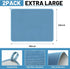 Hushee 2 Pack Extra Large Dish Drying Mat Microfiber Absorbent Dish Drying Pad Large Size Dishes Drainer Mats for Countertop, Sink, Refrigerator or Dryer (Blue, Gray,30 x 24 Inch)