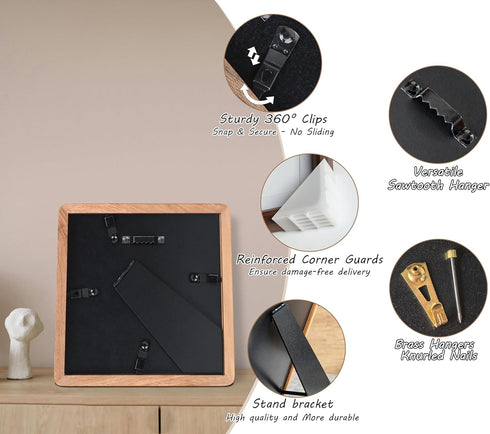 4x4 3x3, Square Picture Frame with Mat for USA-Sourced Natural Walnut Wood Handcrafted Rounded Corner with Real Glass