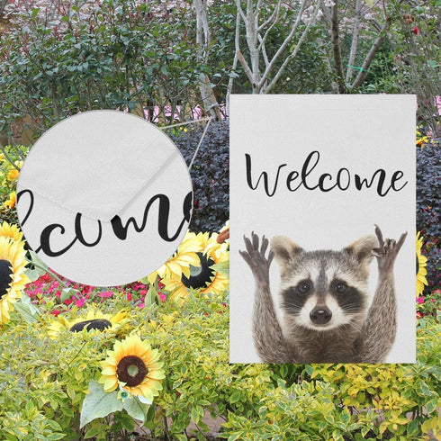 Welcome Raccoon Garden Flags 12x18 Inch Vertical Double Sided Spring Summer Yard Garden Flag Seasonal Holiday Outdoor Decorative Flag for Patio Farmhouse Party Home Decor