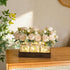 3 Summer LUEUR Mason Jar Lights Centerpiece with Farmhouse Wood Tray Jars with Champagne Peony Spring Flowers, Spring