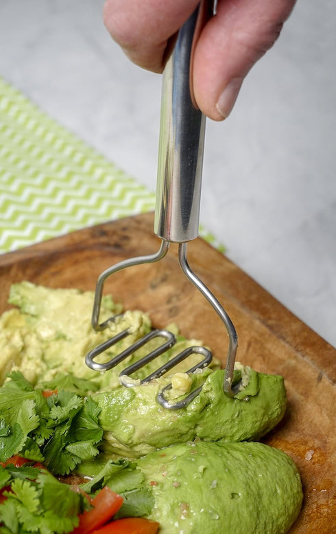 RSVP International Endurance Kitchen Tool Collection, Handheld Potato & Avocado Masher, Stainless Steel