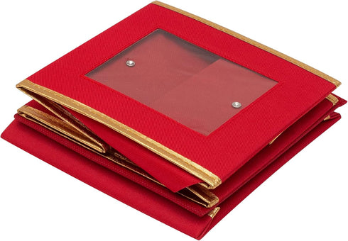 Simplify Holiday Salad Plate Dinnerware Storage Box, 9.45 Inch, Christmas China with 12 Felt Dividers for Tableware