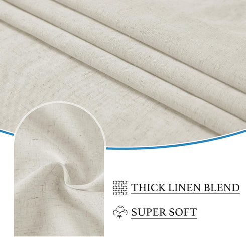 RYB HOME Natural Linen Blended Door Curtain, Privacy French Door Curtain, W 34 x L 69 in, 1 Pc