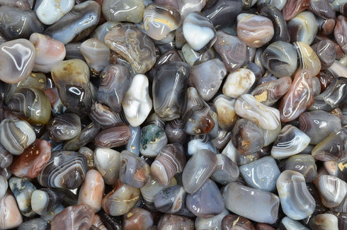 1/2 lb Tumbled Grey Botswana Agate Stones from Africa - Fantasia Materials, 1" to 1.25" avg. (Size #7)