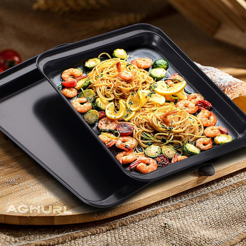 Baking Sheets, Small Nonstick Carbon Steel Cookie Trays, Bakeware Set, 2-Pack, 9.45 x 7.09 Inch