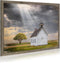 Beautiful Scene Wooden Art Framed - Little House under the Sun Wood Artwork Painting for Office (12'' x 16'' x 1 Panel)