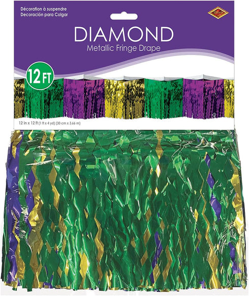 2-Ply Diamond Metallic Fringe Drape, Flame Resistant