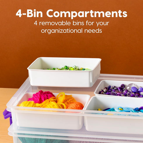 IRIS USA Plastic Storage Bins - 9.4 Qt. Craft Organizers with Removable Tray, Handle for Art Supply Storage