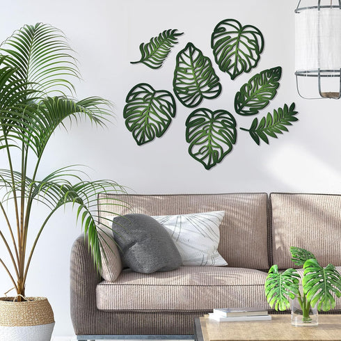 7 Namalu Pcs Tropical Wall Decor Jungle Monstera Wall Art Boho Palm Leaf Wooden Decoration Tropical Nursery Decor