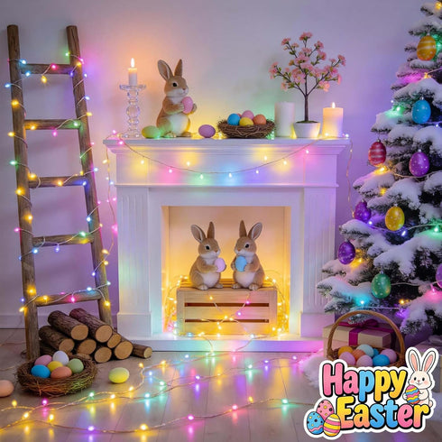 LitHome 200LED 66FT 9 4th Led Christmas Fairy Lights Plug in, Color Changing Fairy Lights with Remote, Modes Led