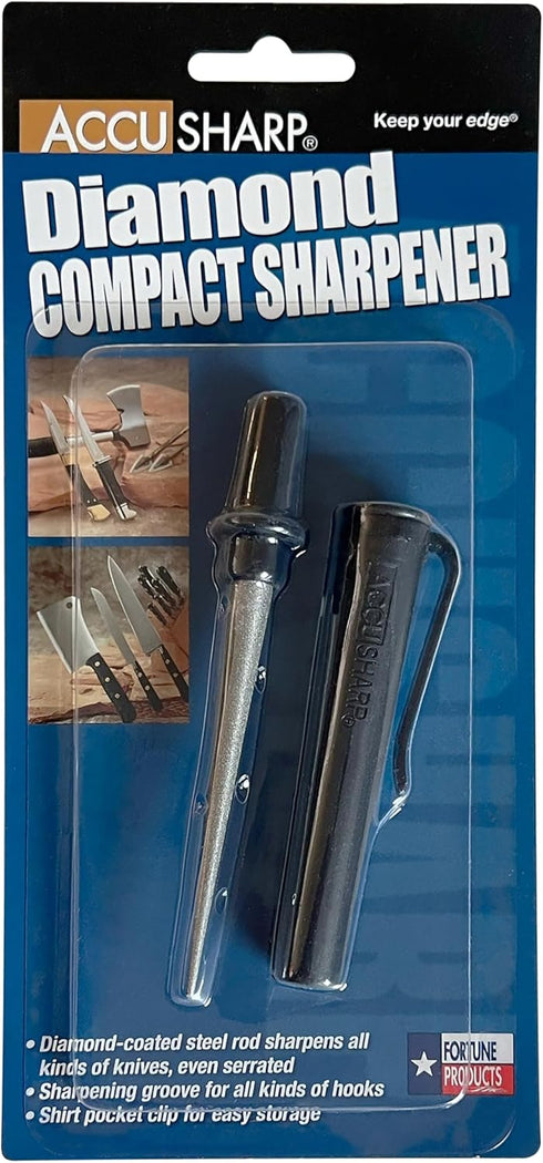 AccuSharp Diamond Compact Tapered Rod Sharpener, Portable Knife & Tool Sharpener for Serrated Blades