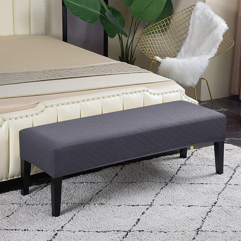 Lebaley Waterproof Stretch Bench Cover Quilted Pattern, Elastic Rectangular Bench Seat Cover, Washable Bench Slipcover
