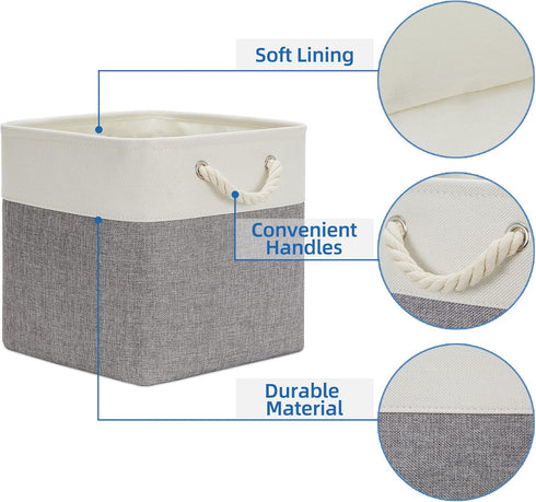 Temary 12 Inch Fabric Storage Baskets, Storage Cubes with Handle, Large Baskets for Clothes, Books, Blankets