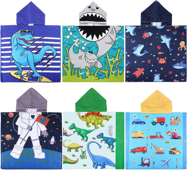 Oudain 6 Pcs Kids Hooded Bath Towel with Hood Microfiber Beach Baby