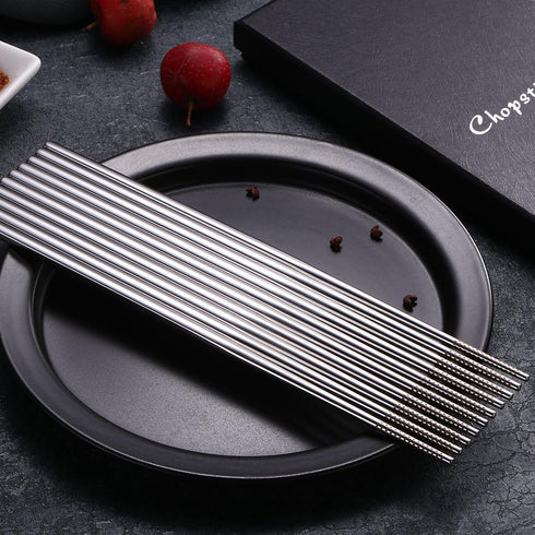 Devico 18/10 Stainless Steel Metal Chopsticks Set, Reusable, Dishwasher Safe (5 pairs)