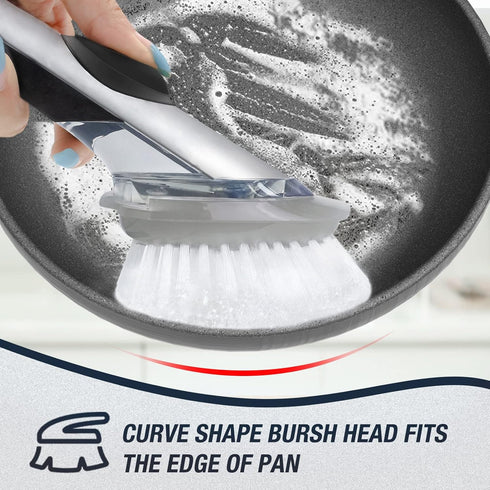 Brush Refills for OXO Dish Brush, 4 Pack, Soap Dispensing Head Replacement for Scrubber (Grey)