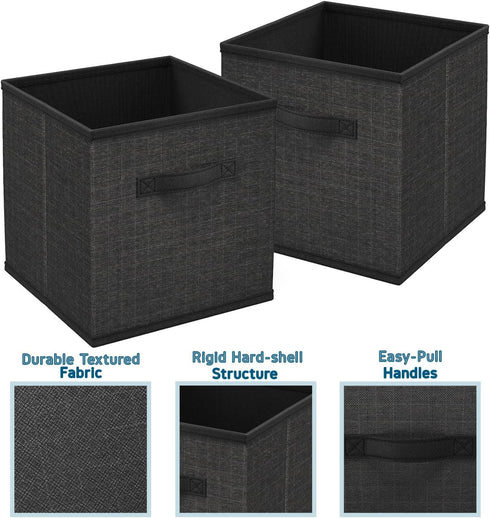 Nestl Cube Storage Bins, Foldable 6 Cube Storage Organizer Bins, Fabric Storage Cubes with Handles, Black