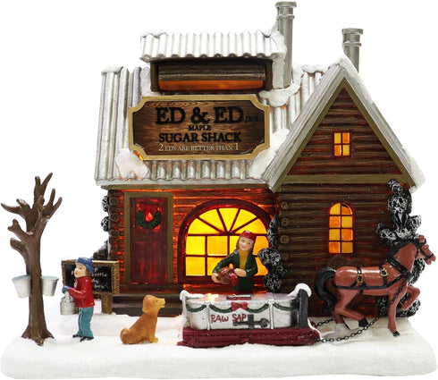 MOMENTS IN TIME 9”H Hand-Painted Polyresin LED Lighted Christmas Village House, Sugar Shack