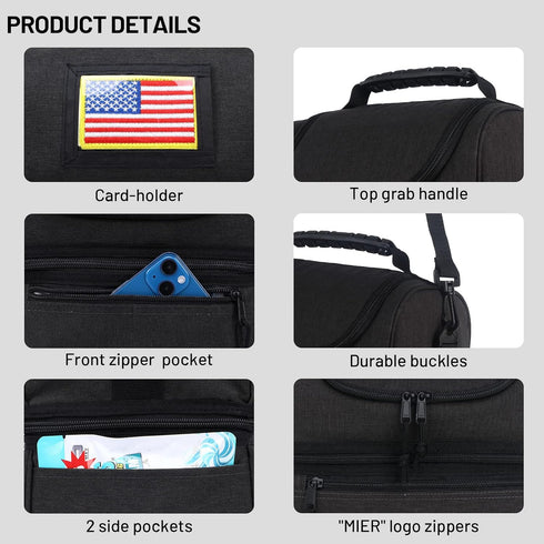 MIER Large Insulated Lunch Box - Dark Grey Cooler Tote Bag for Men, Women, Double Deck Cooler