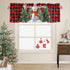 Christmas Valance for Windows, Snowman with Xmas Tree Window Toppers, 1 Panel Red Buffalo Plaid Check Treatments 54 x