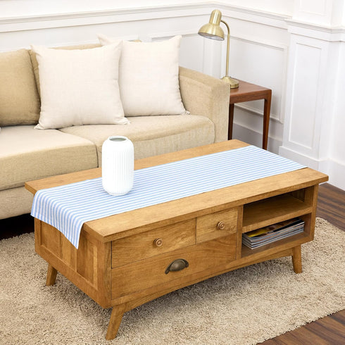 Solino Home Linen Table Runner 48 Inches - Amalfi Stripe 100% Pure