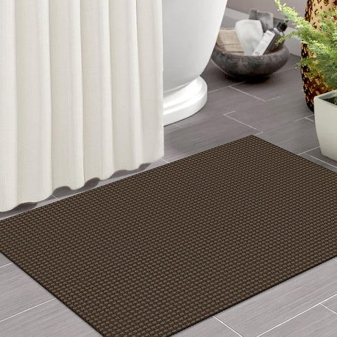 IOHOUZE 2'x3' Small Area Rug, Washable Boho Indoor Outdoor Doormat with Rubber Backing for Kitchen, Bathroom, Brown