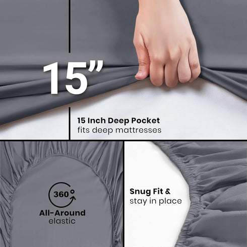 Pack 6 Utopia Bedding Queen Fitted Sheets - Bulk of Bottom Sheets - Soft Brushed Microfiber - Deep Pockets - Shrinkage