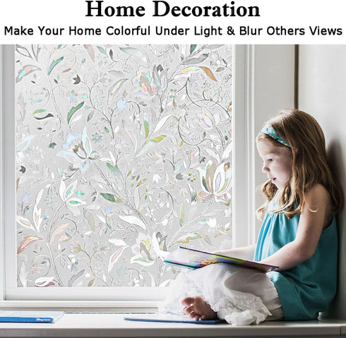 Kromapolis Window Privacy Film, Vinyl Glass Covering, Stained Decorative Film Frosted, Static Window Clings,