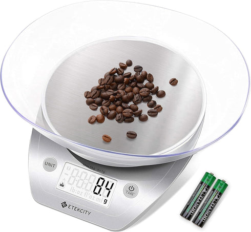 Etekcity 0.1g Food Kitchen Scale, Digital Grams and Ounces for Weight Loss, Dieting, Baking, 11lb/5kg, Stainless Steel