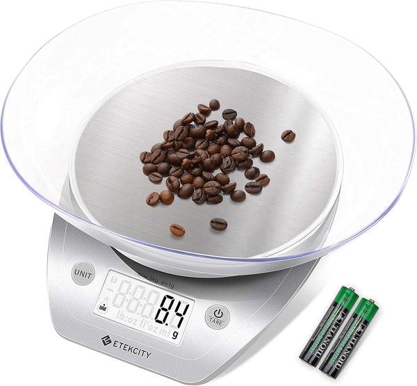 Etekcity 0.1g Food Kitchen Scale, Digital Grams and Ounces for Weight Loss, Dieting, Baking, 11lb/5kg, Stainless Steel