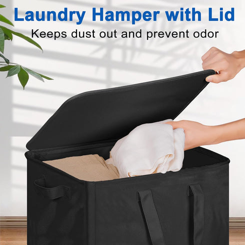 95L Vincona Slim Laundry Hamper with Lid and Wheels, Small Rolling Laundry Basket with Handle for Small Spaces, Tall