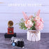 Meyerascal Artificial Potted Flowers Pink, Small Ceramic Vase Fake Flower Plants Desktop Decoration Indoor for Home
