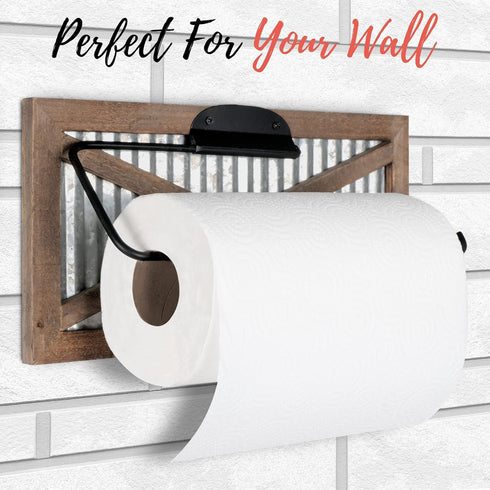 Country Autumn Alley Rustic Farmhouse Paper Towel Holder Wall Mount - Home Decor Rustic Farmhouse for Kitchen - Wood