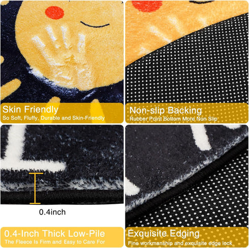 Rug,59"X39.4" Outer Space Kids ABC Alphabet Educational Kids Rugs for Playroom,Non Slip Solar System Galaxy Planets