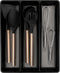 Kitchen Utensils Organizer, Large Non-Slip Cutlery Drawer Holder, 3 Compartment Multi-Purpose Home Organization, Black