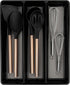 Kitchen Utensils Organizer, Large Non-Slip Cutlery Drawer Holder, 3 Compartment Multi-Purpose Home Organization, Black