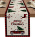 Christmas Truck Cotton Linen Table Runners, 90 Inches Long, Red Buffalo Plaid Non-Slip Burlap for Holiday Decor