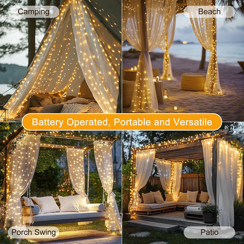 72 72 Inches 180 Fairy Lights for Shower Curtains, Waterproof String Lights for x Shower Curtains Battery Operated Warm